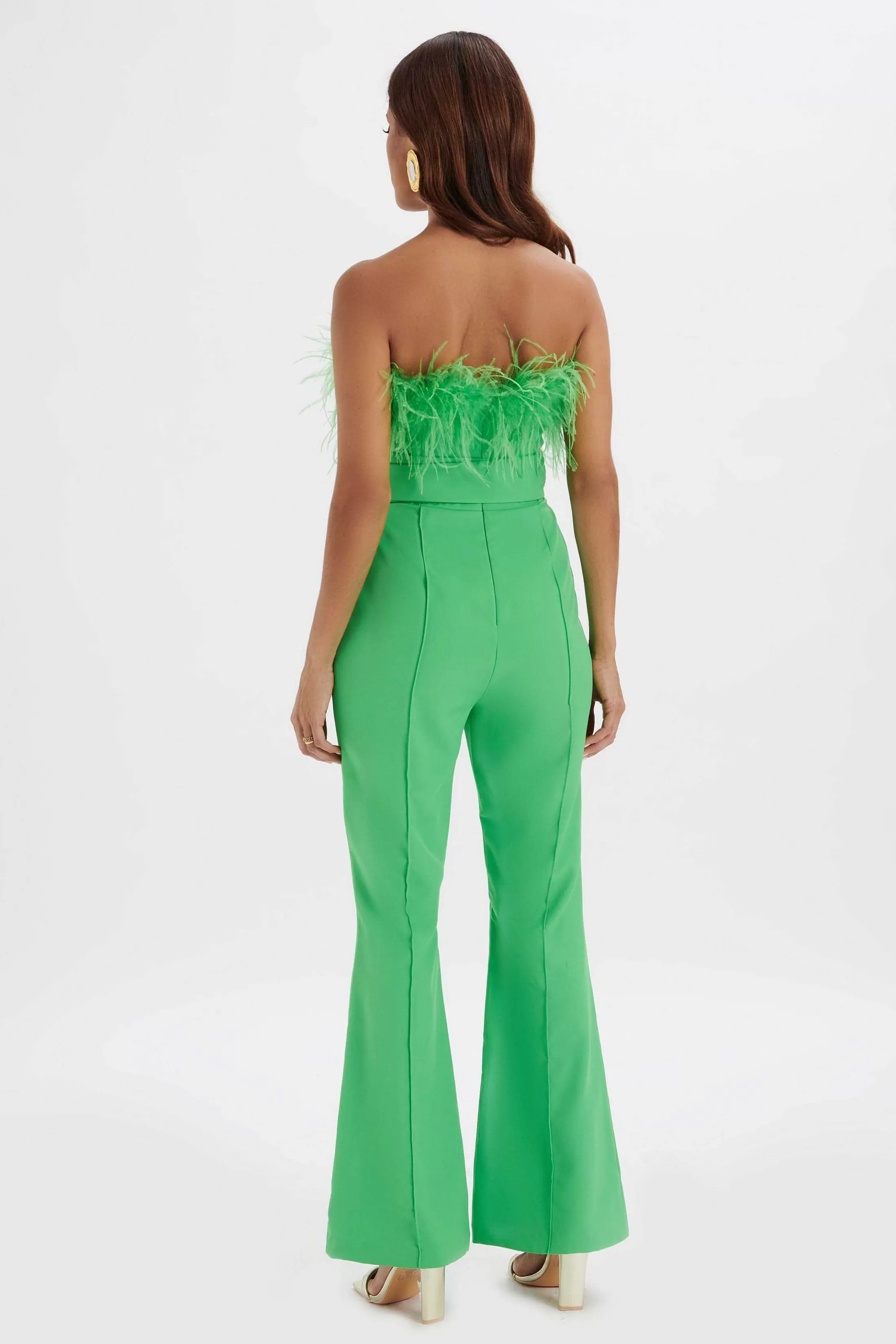 Lavish Alice Jumpsuits & Playsuits<Lucinda Feather Bandeau Fit And Flare Jumpsuit In Apple Green