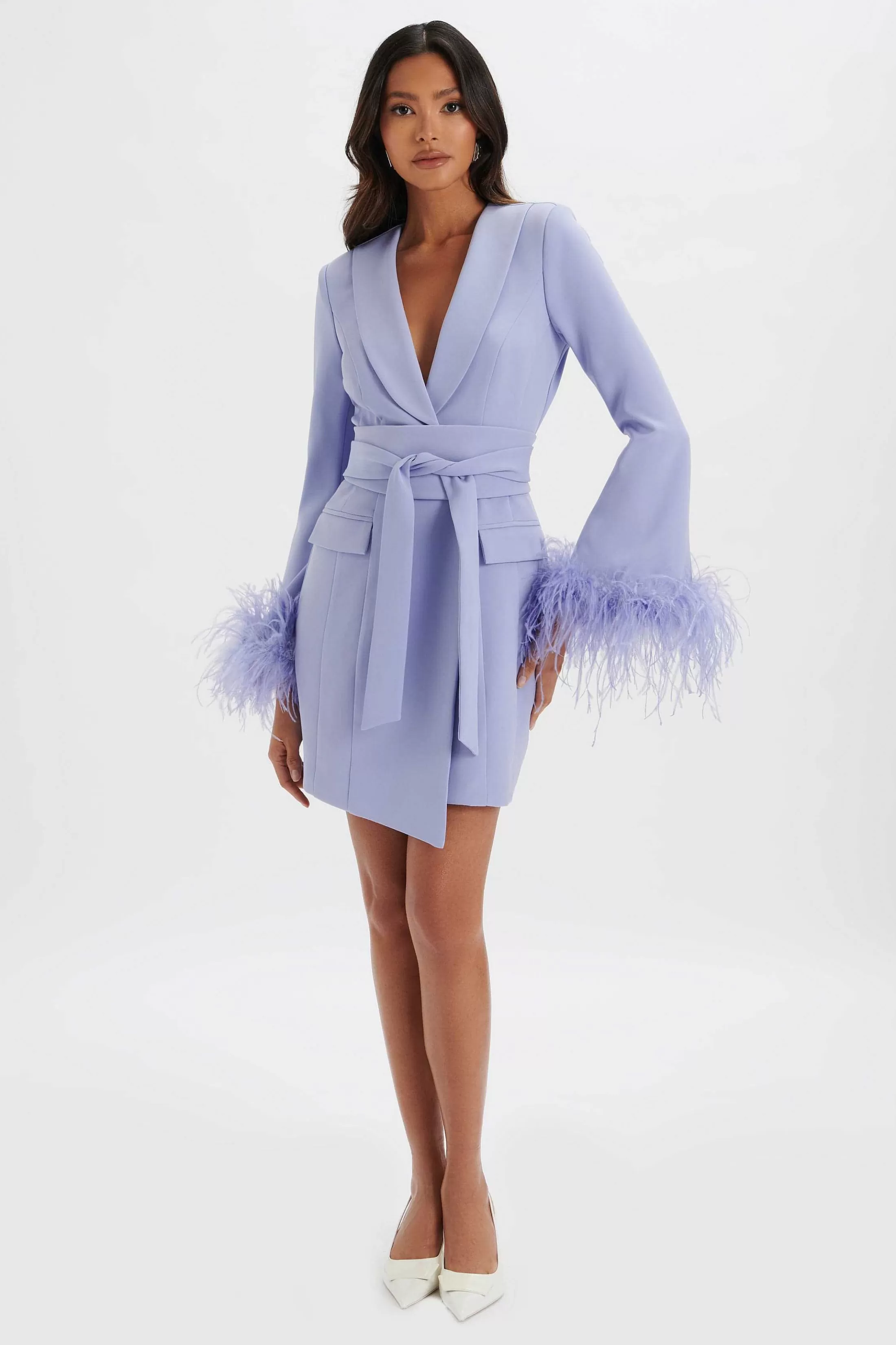 Lavish Alice Dresses<Nikola Feather Cuff Blazer Dress In Cornflower Blue